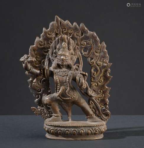 Vajrapani. Old Tibetan or Chinese Buddha statue.