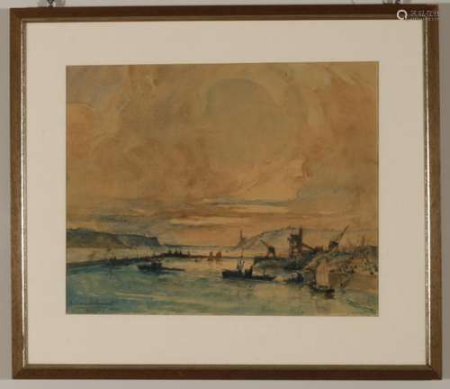 Deutsche Schiffe im Hafen von Brest 1941. Aquarell