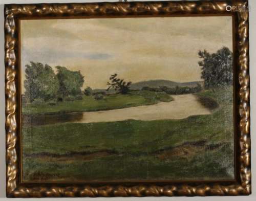 Ems landscape, painting, oil on canvas, signed Georg Schuermark