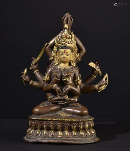 Manjushri Namasangiti. Old Tibetan or Chinese gilt Buddha statue.