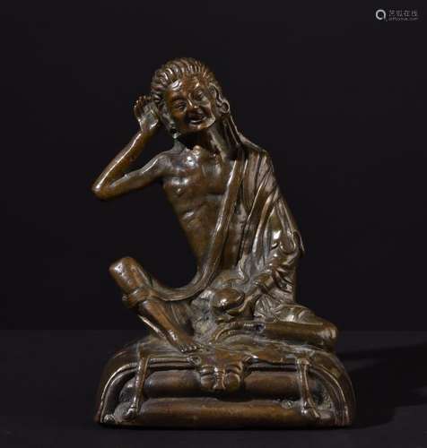 Milarepa. Old Tibetan or Chinese copper bronze statue.