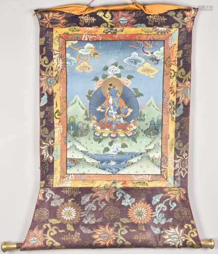 Buddha Vajrasattva. Fine Tibetan or Nepalese Buddhist thangka painting.