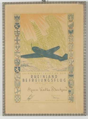 Befreiung des Rheinlandes 1935. Große Urkunde