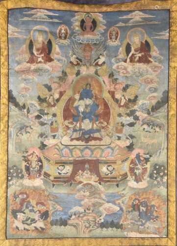 Vajradhara yab-yum. Old Tibetan or Chinese thangka painting