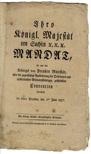 Convention Sachsen - Preußen 1817.