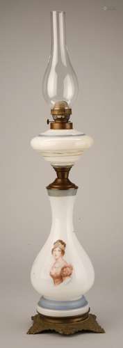 France. High kerosene lamp with the colored portrait of Empress Marie Louise