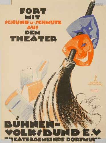 Fort mit Schund und Schmutz aus dem Theater. Plakat