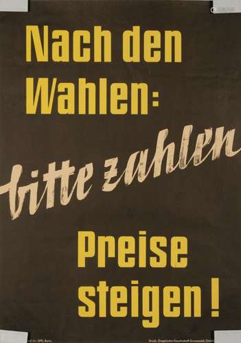 Poster / Placard - Nach den Wahlen: Bitte zahlen. Preise steigen. Plakat