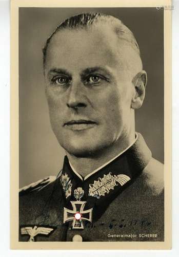 Autograph / Signature -Scherer, Theodor (1889-1951). Generalleutnant,