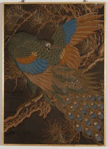 Japanese embroidery picture. 19th century.