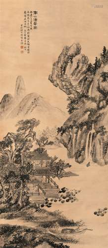 陆恢（1851～1920） 南山滴翠图 镜心 设色泥金纸本