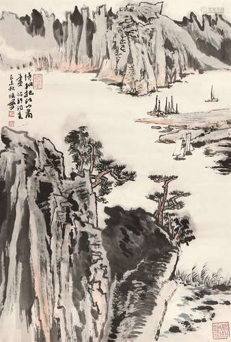 陆俨少（1909～1993） 待细把江山图画 立轴 设色纸本