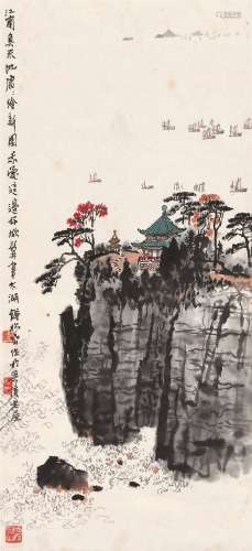 钱松嵒（1899～1985） 太湖山水 立轴 设色纸本
