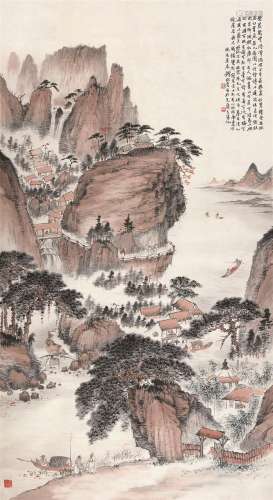 钱松嵒（1899～1985） 崇岭藏云 立轴 设色纸本