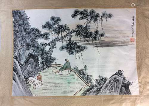 Fine Chinese painting leave, water color and ink on