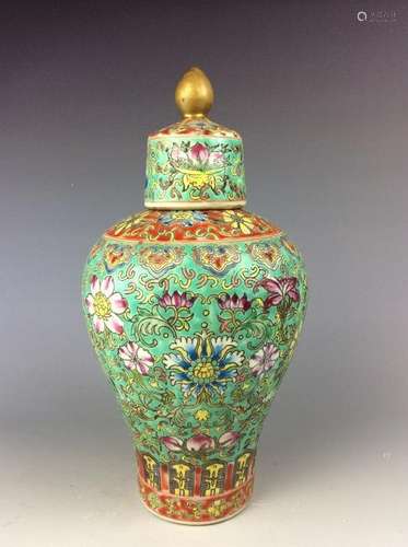 Chinese vase  with peony mark on base