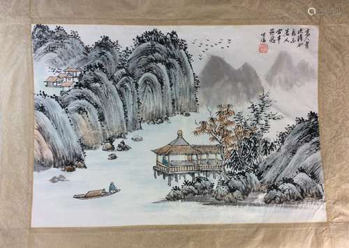 Fine Chinese painting leave, water color and ink on