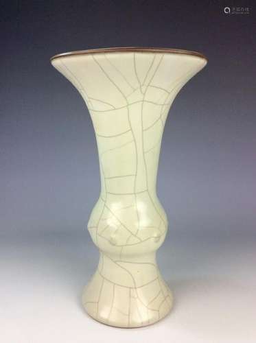 Chinese Song Guan style porcelain vase,  white glazed,