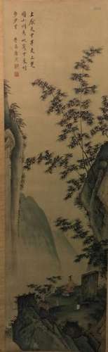 Chinese hand painted hanging scroll.