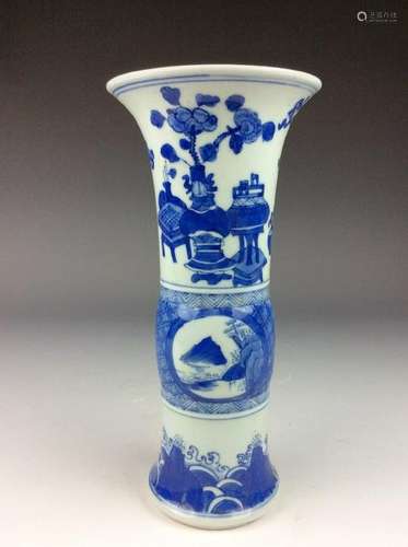 Chinese porcelain vase, blue & white glaze, mark