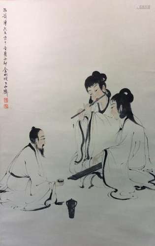 Chinese hand painted hanging scroll.