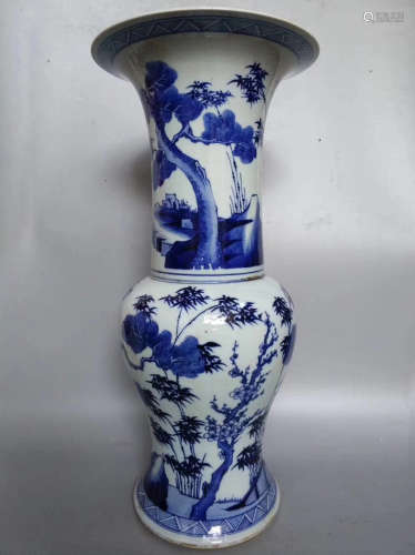 A BLUE&WHITE TREE SUBJECT GU-TYPE VASE