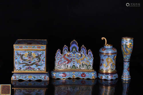 SET OF CLOISONNE STUDY UTENSILS