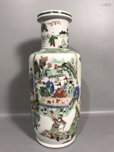 A FAMILLE-VERTE MALE SUBJECT VASE