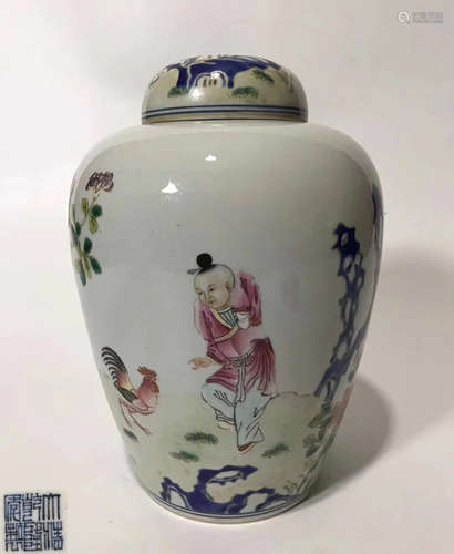 A QIANLONG MARK FAMILLE-ROSE JAR