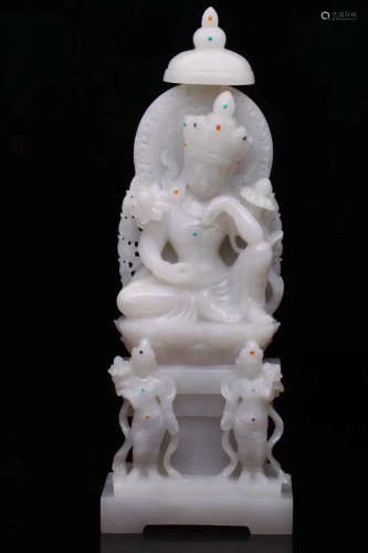 HETIAN JADE GUANYIN FIGURE