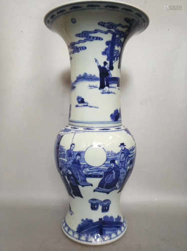 A BLUE&WHITE MAN SUBJECT GU-TYPE VASE