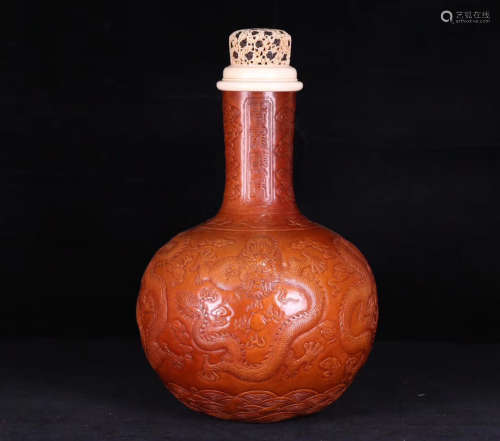 A DRAGON PATTERN GOURD PLANT VASE