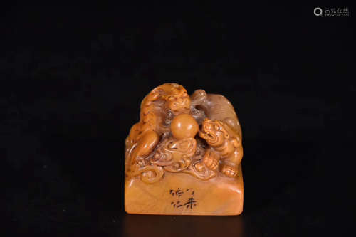 17-19TH CENTURY, A BEAST DESIGN TIANHUANG STONE STAMP, QING DYNASTY