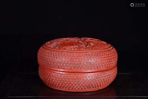 17-19TH CENTURY, AN OLD RED LACQUERWARE WITH COVER, QING DYNASTY