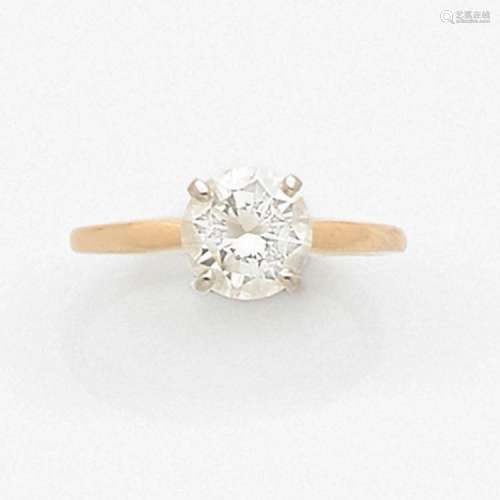BAGUE DIAMANT SOLITAIRE A diamond and gold ring.
