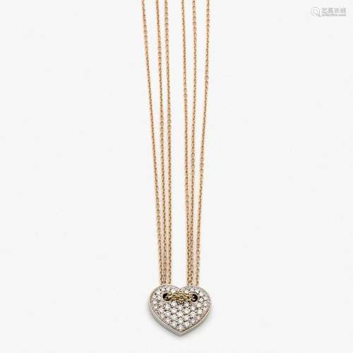 PENDENTIF CœUR DIAMANTS A gold and diamond necklace.