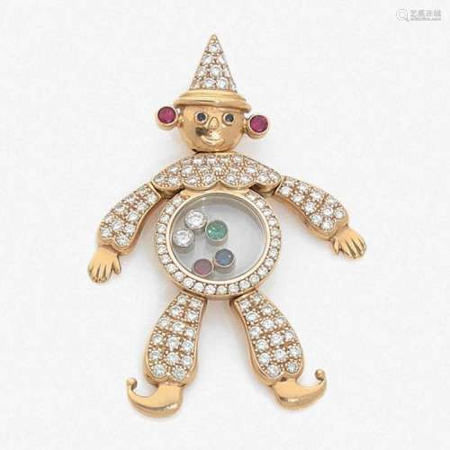 CHOPARD PENDENTIF CLOWN “HAPPY DIAMONDS” A multigem, diamond and gold pendant by CHOPARD.