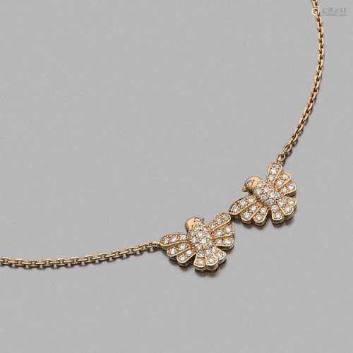 FRED COLLIER PENDENTIF A diamond and gold necklace by FRED.