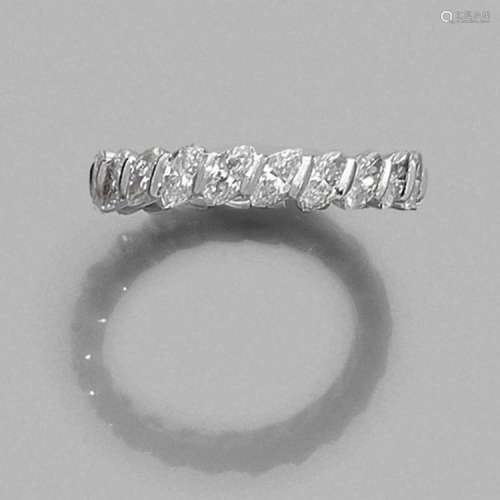 VAN CLEEF & ARPELS ALLIANCE DIAMANTS NAVETTES A diamond and platinum eternity ring by VAN CLEEF & ARPELS.