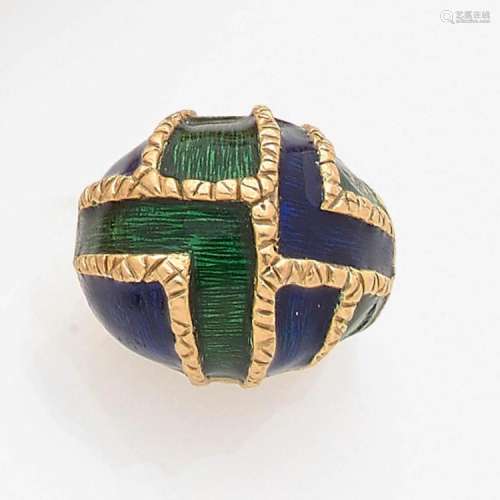 TRAVAIL FRANÇAIS ANNÉES 1970 BAGUE ÉMAIL An enamelled and gold ring, circa 1970.