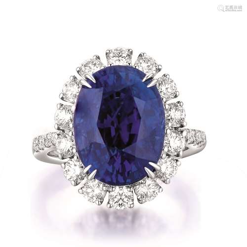 11.72克拉斯里兰卡“皇家蓝”蓝宝石配钻石戒指，未经加热