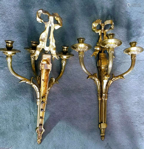 Gilt Bronze Wall Sconces,Electrified.