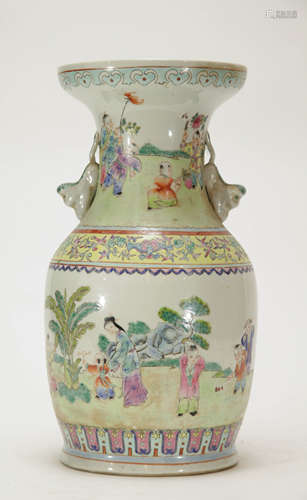 Chinese Porcelain Vase w/ Children Playing