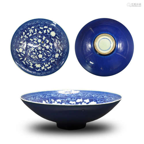 Chinese Blue Underglaze Porcelain Bowl