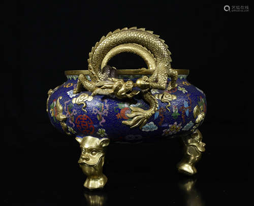 Chinese Gilt Bronze Enamel Burner