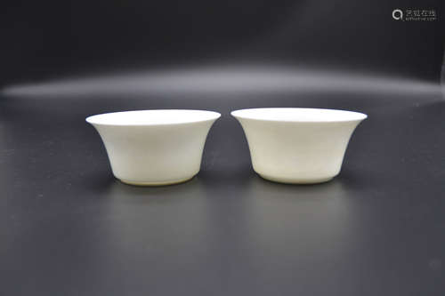 Pair Of Chinese White Glaze Porcelain Teacup