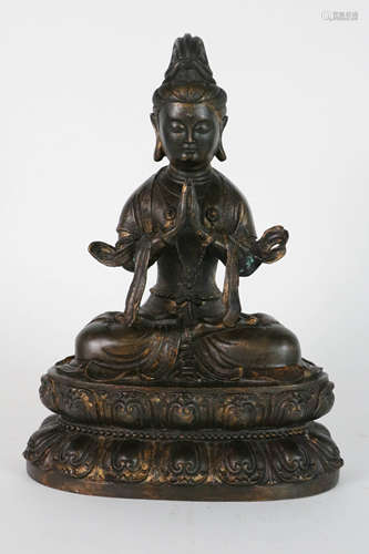 Chinese Bronzed Seated GuanYin