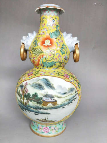 Chinese Famille Rose Gourd Vase