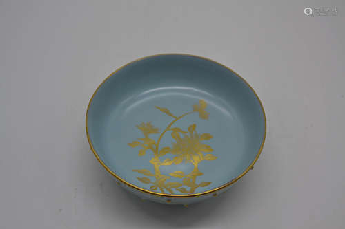 Chinese Sky Blue Glaze Porcelain Washer