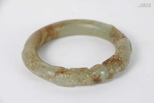 Chinese Double Dragone Jade Bangle